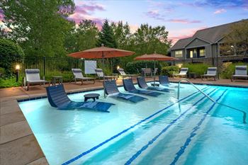Swimming pool with relaxing lounge chairs